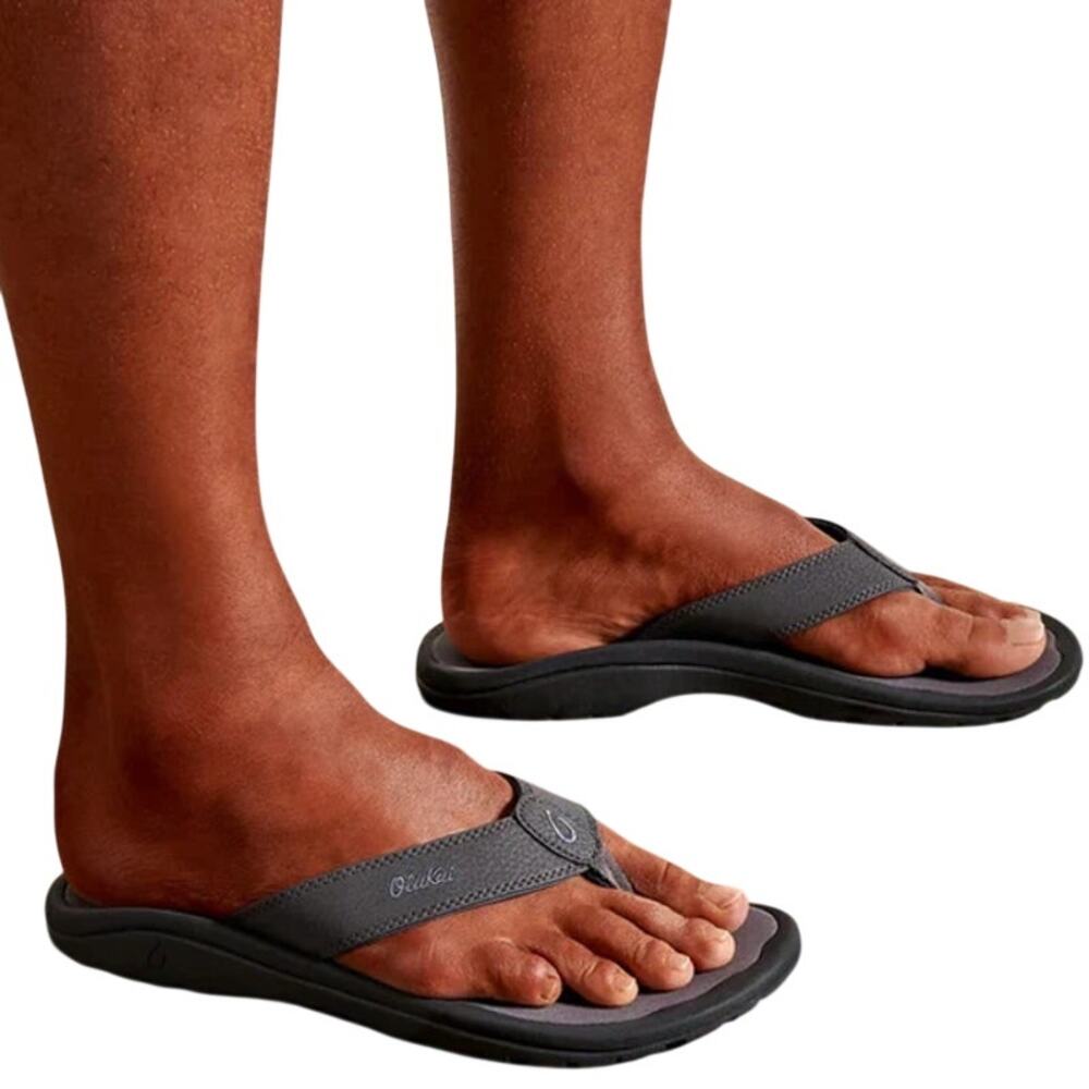 OluKai Ohana Pavement Sandals Flip Flop Thong Water Resistant Beach Black 6.5